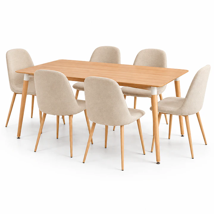 COMEDOR ROBLE (MELAMINA RECT. WOOD + SILLA SCOOP) 5