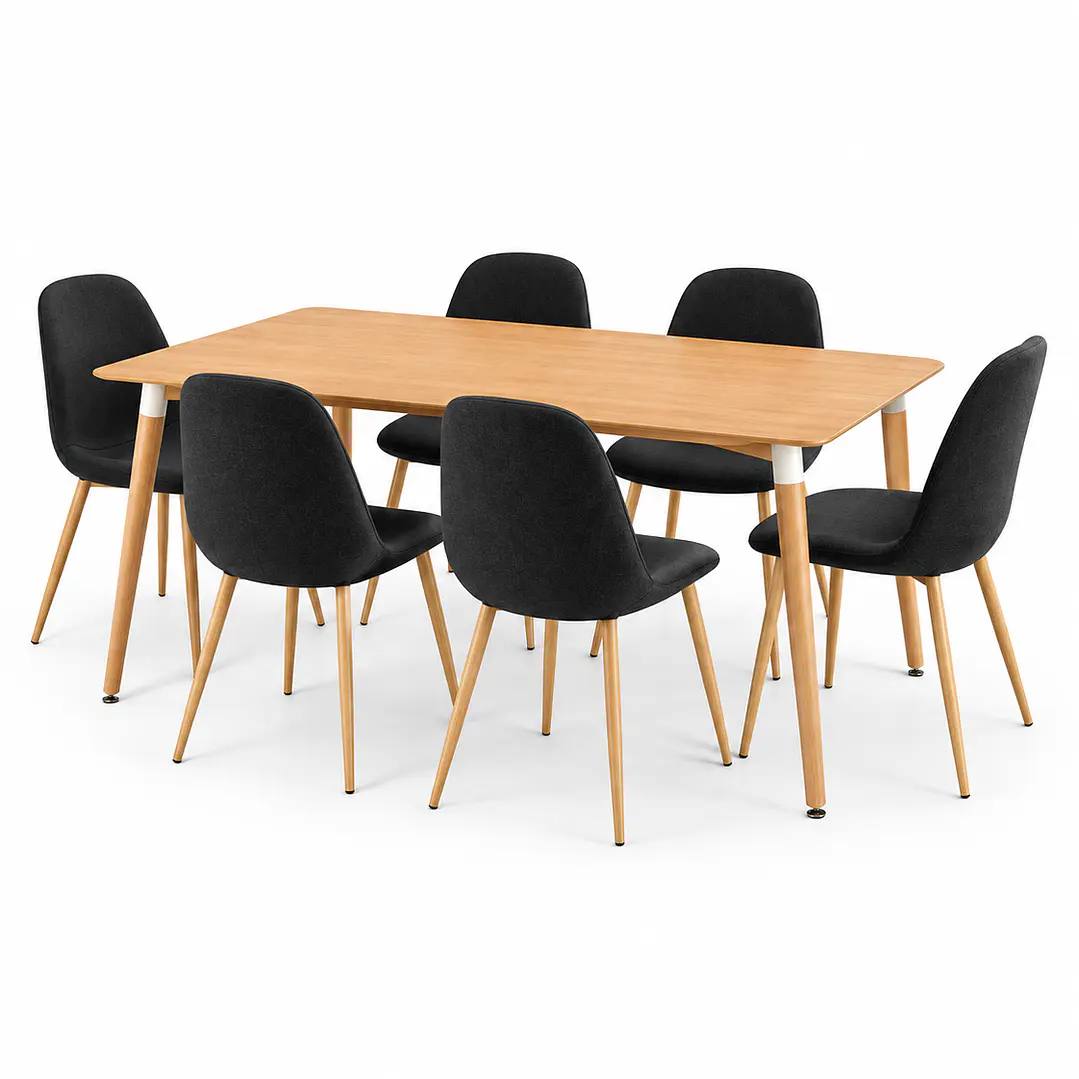 COMEDOR ROBLE (MELAMINA RECT. WOOD + SILLA SCOOP) 6