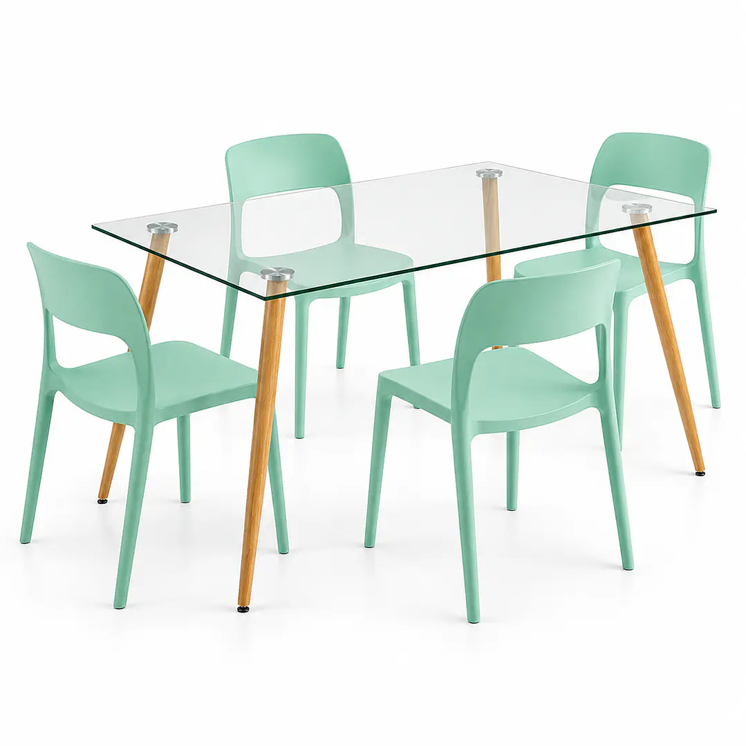 COMEDOR KANSAS (MESA VIDRIO 120x80 + SILLA KENTUCKY) 1