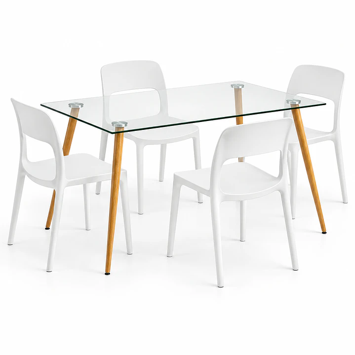 COMEDOR KANSAS (MESA VIDRIO 120x80 + SILLA KENTUCKY) 2