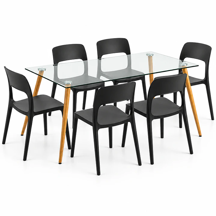 COMEDOR KANSAS (MESA VIDRIO 120x80 + SILLA KENTUCKY) 6