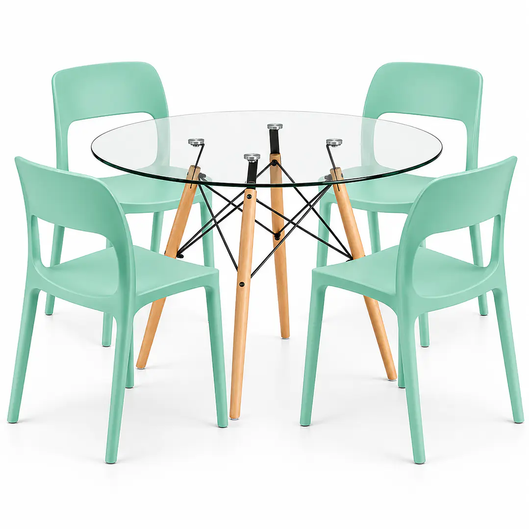COMEDOR MONROE (MESA REDONDA VIDRIO + SILLA KENTUCKY) 1