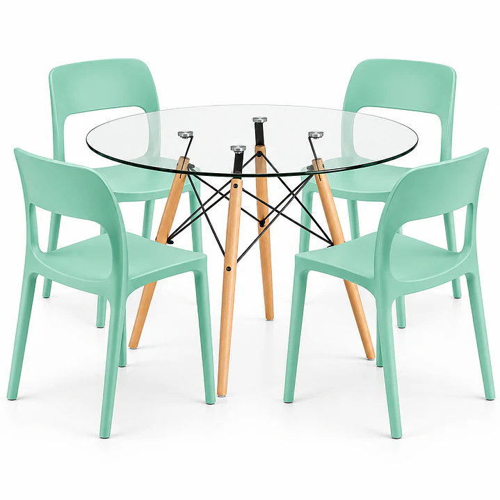 COMEDOR MONROE (MESA REDONDA VIDRIO + SILLA KENTUCKY) 1