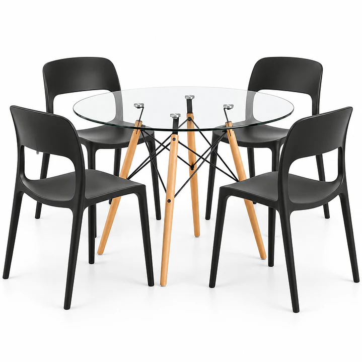COMEDOR MONROE (MESA REDONDA VIDRIO + SILLA KENTUCKY) 3