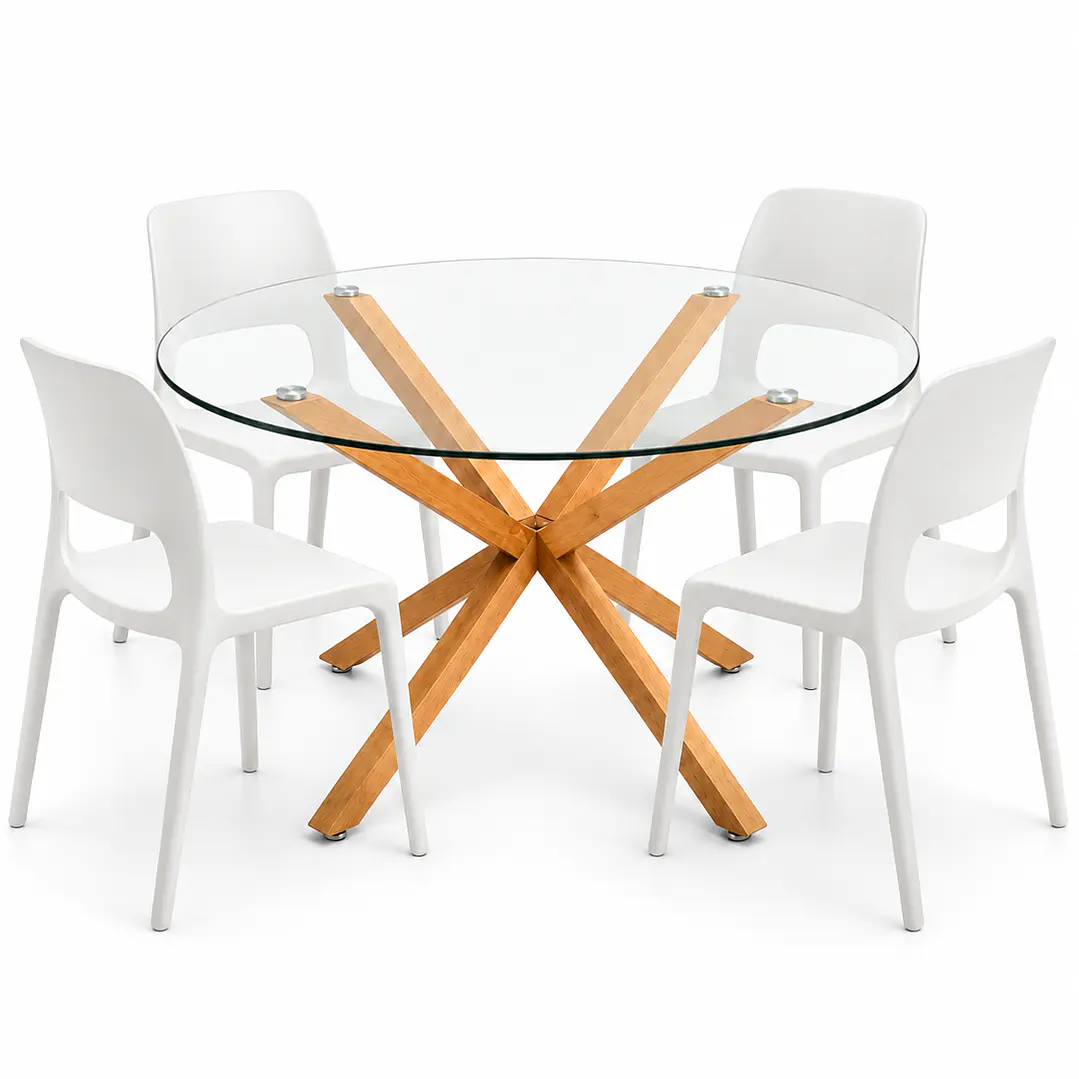 COMEDOR CALIFORNIA (MESA VIDRIO REDONDA CRUZ + SILLA KENTUCKY) 7