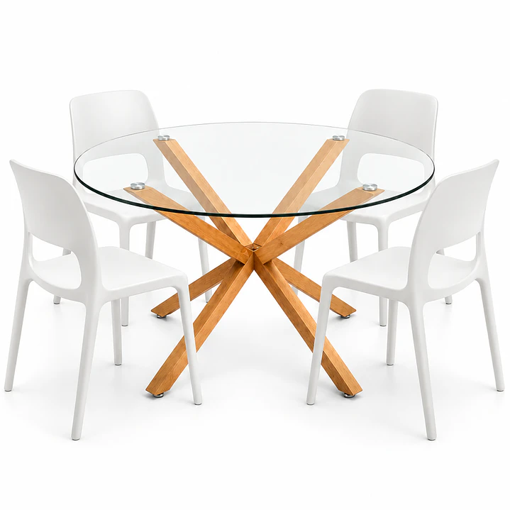 COMEDOR CALIFORNIA (MESA VIDRIO REDONDA CRUZ + SILLA KENTUCKY) 7