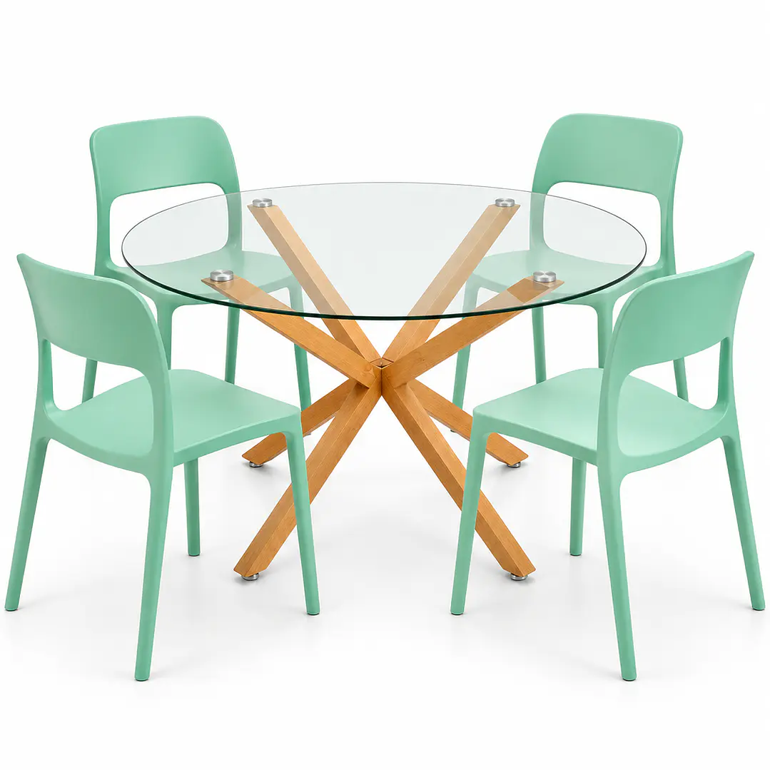 COMEDOR CALIFORNIA (MESA VIDRIO REDONDA CRUZ + SILLA KENTUCKY) 8