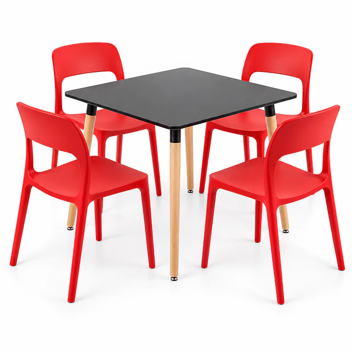 COMEDOR MILLER (MESA MELAMINA 80X80 NEGRA + SILLA KENTUCKY) 1