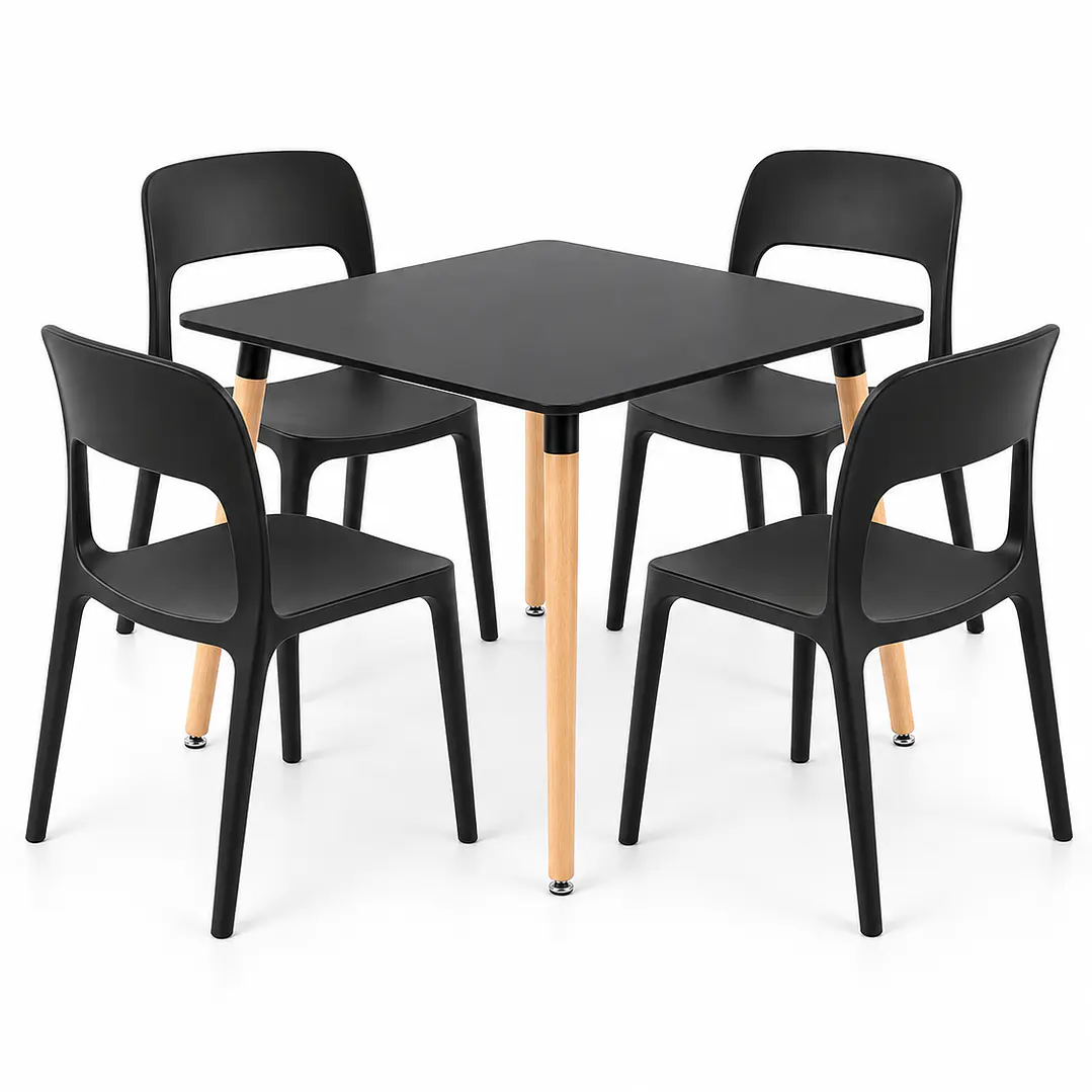 COMEDOR MILLER (MESA MELAMINA 80X80 NEGRA + SILLA KENTUCKY) 2