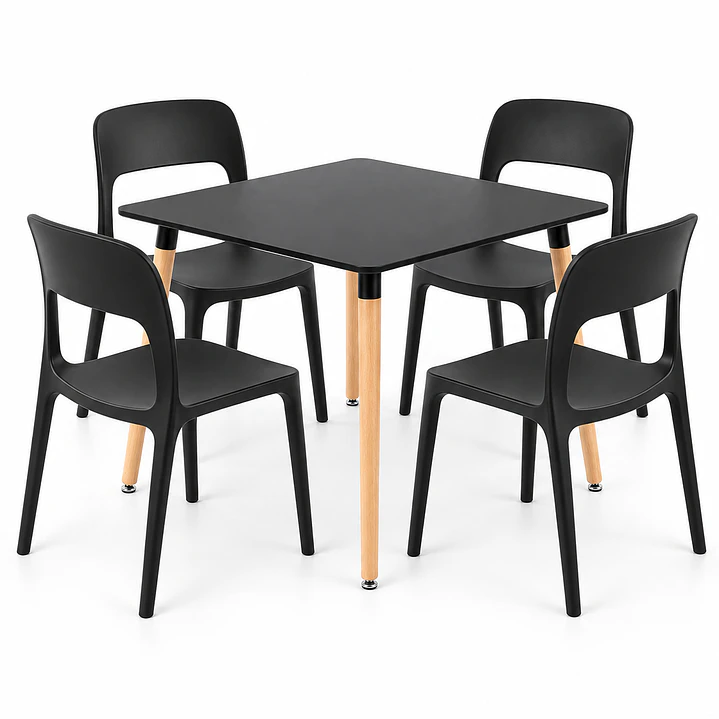 COMEDOR MILLER (MESA MELAMINA 80X80 NEGRA + SILLA KENTUCKY) 2