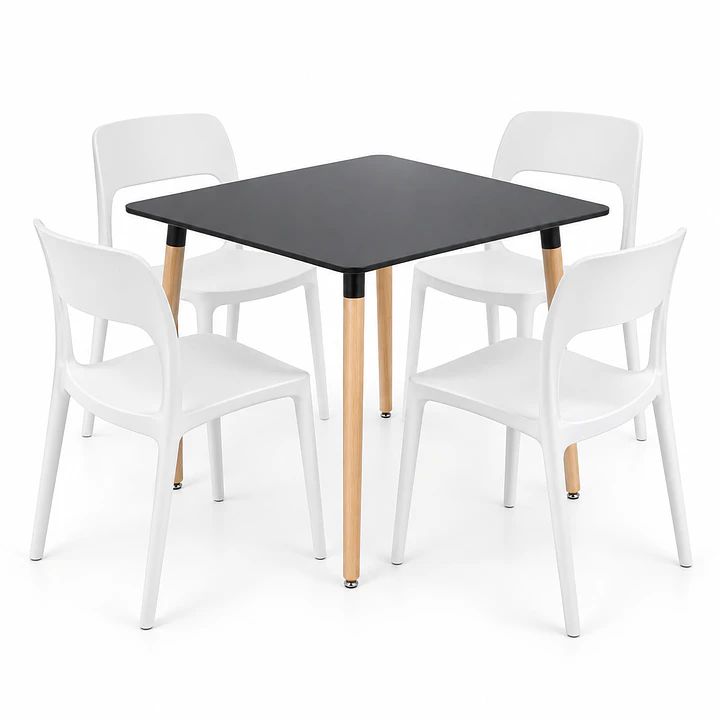 COMEDOR MILLER (MESA MELAMINA 80X80 NEGRA + SILLA KENTUCKY) 3