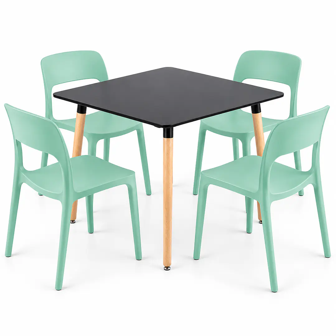 COMEDOR MILLER (MESA MELAMINA 80X80 NEGRA + SILLA KENTUCKY) 4