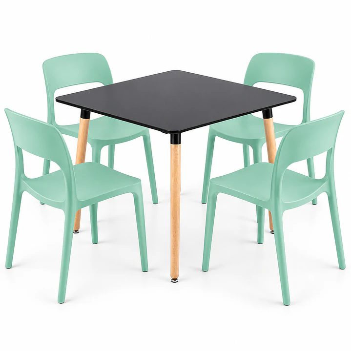 COMEDOR MILLER (MESA MELAMINA 80X80 NEGRA + SILLA KENTUCKY) 4