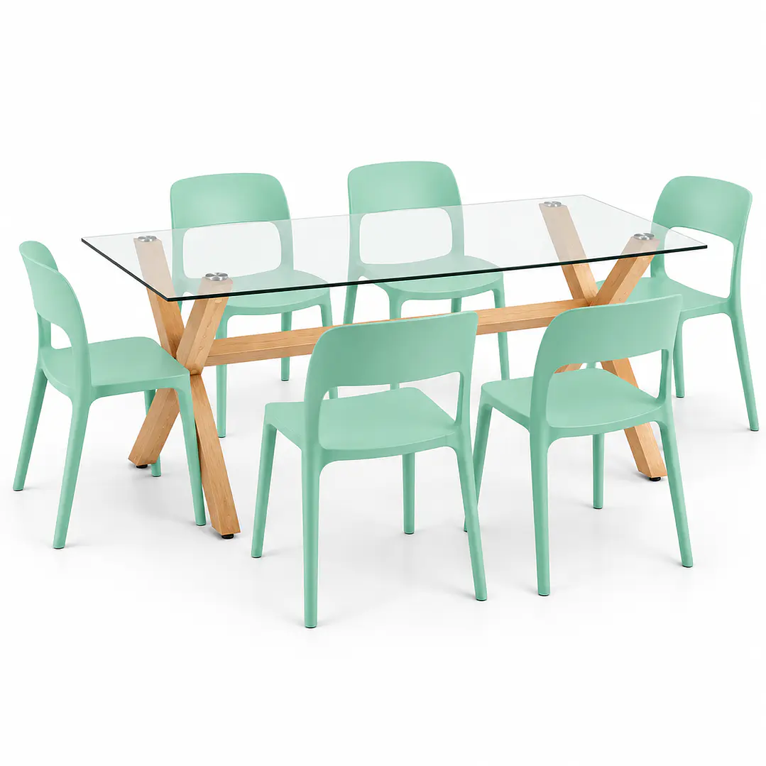 COMEDOR INGLATERRA (MESA VIDRIO 140X90 + SILLA KENTUCKY) 1