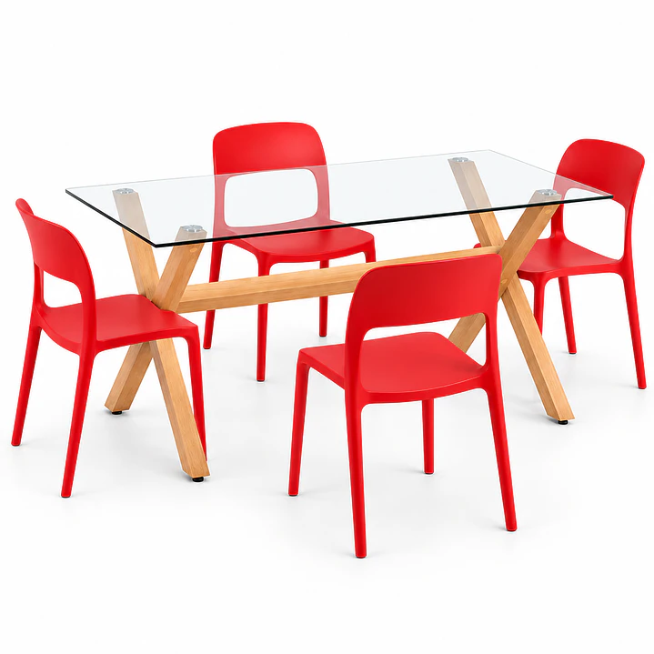 COMEDOR INGLATERRA (MESA VIDRIO 140X90 + SILLA KENTUCKY) 2