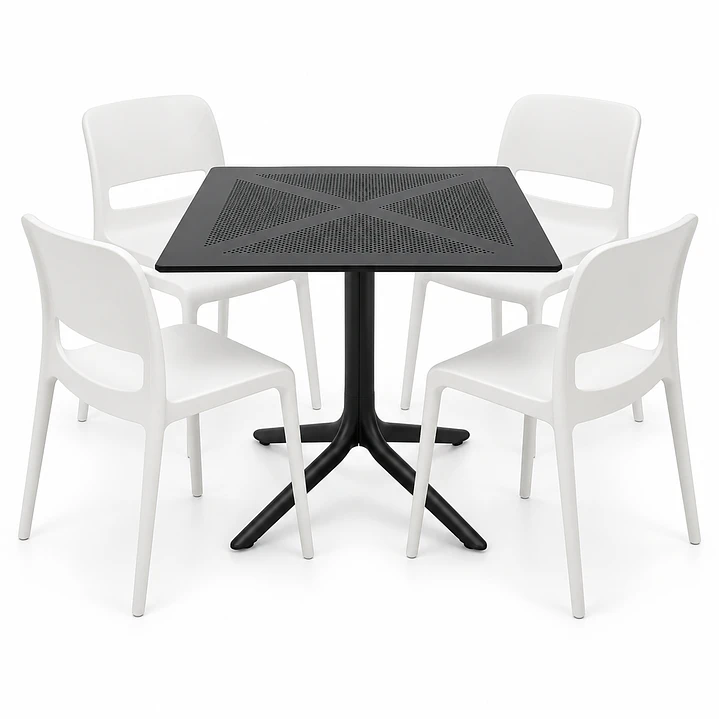 COMEDOR DAKOTA (MESA CUADRADA POLIPROPILENO + SILLA KENTUCKY) 1