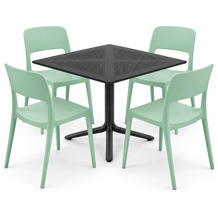 COMEDOR DAKOTA (MESA CUADRADA POLIPROPILENO + SILLA KENTUCKY) 2