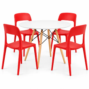 COMEDOR MICHIGAN (MELAMINA REDONDA BLANCA + SILLA KENTUCKY)