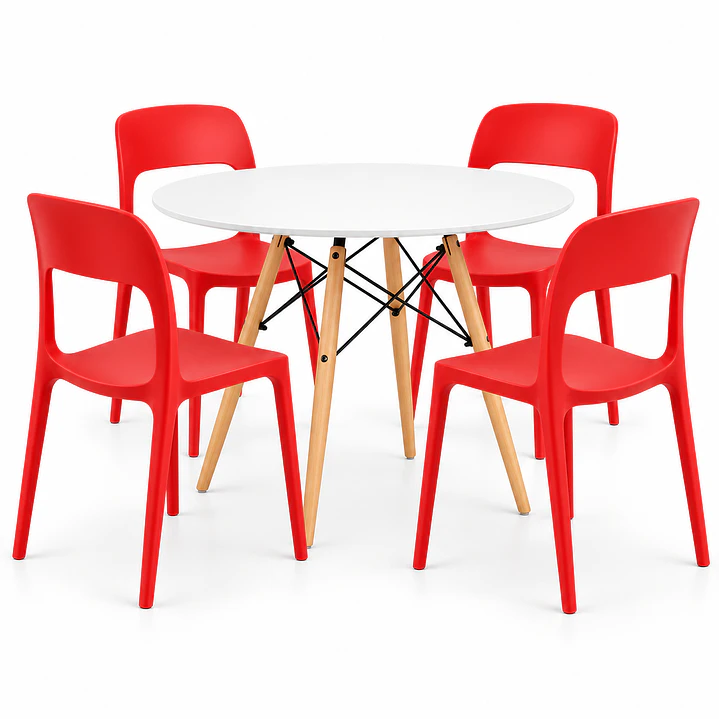 COMEDOR MICHIGAN (MELAMINA REDONDA BLANCA + SILLA KENTUCKY) 1