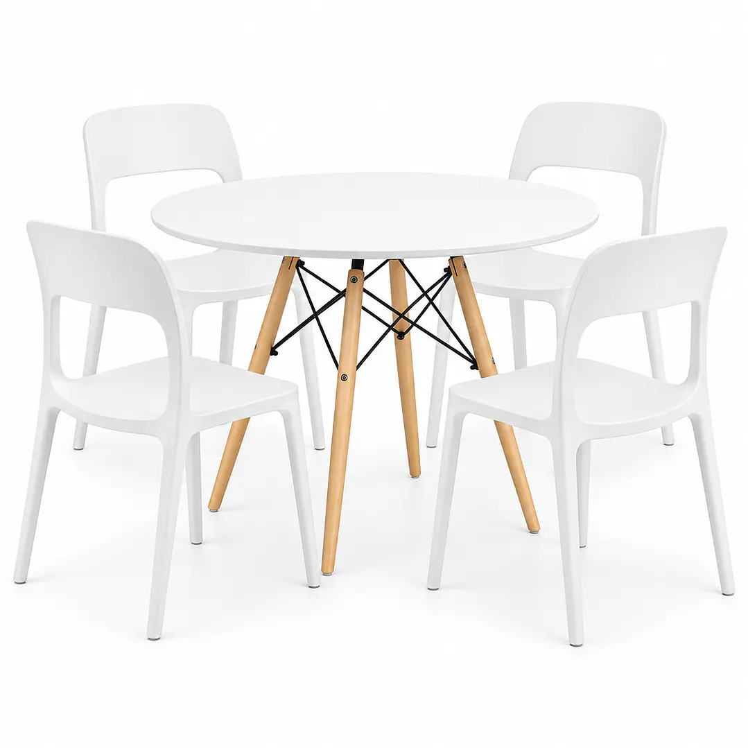 COMEDOR MICHIGAN (MELAMINA REDONDA BLANCA + SILLA KENTUCKY) 2