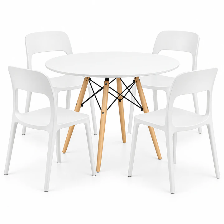 COMEDOR MICHIGAN (MELAMINA REDONDA BLANCA + SILLA KENTUCKY) 2
