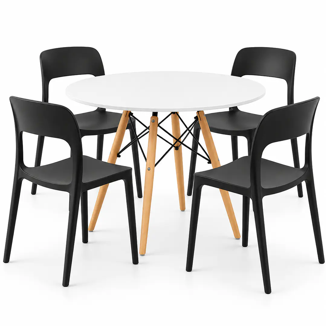COMEDOR MICHIGAN (MELAMINA REDONDA BLANCA + SILLA KENTUCKY) 3