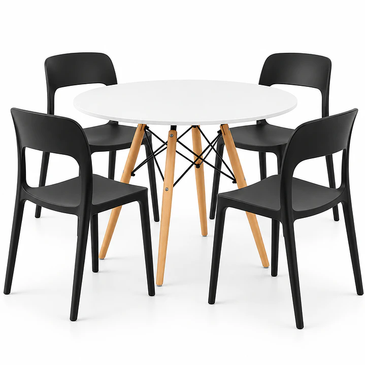 COMEDOR MICHIGAN (MELAMINA REDONDA BLANCA + SILLA KENTUCKY) 3