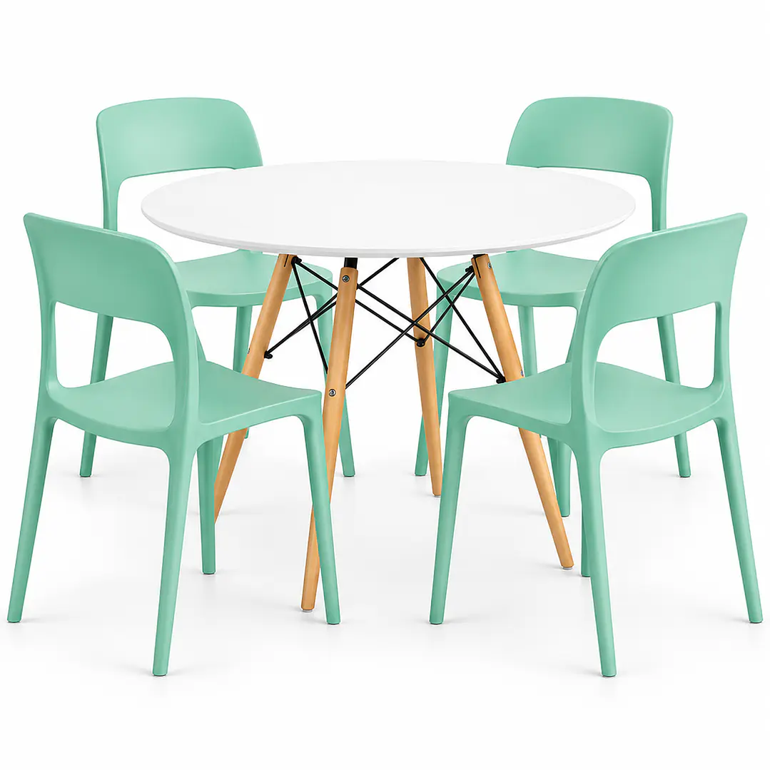 COMEDOR MICHIGAN (MELAMINA REDONDA BLANCA + SILLA KENTUCKY) 4