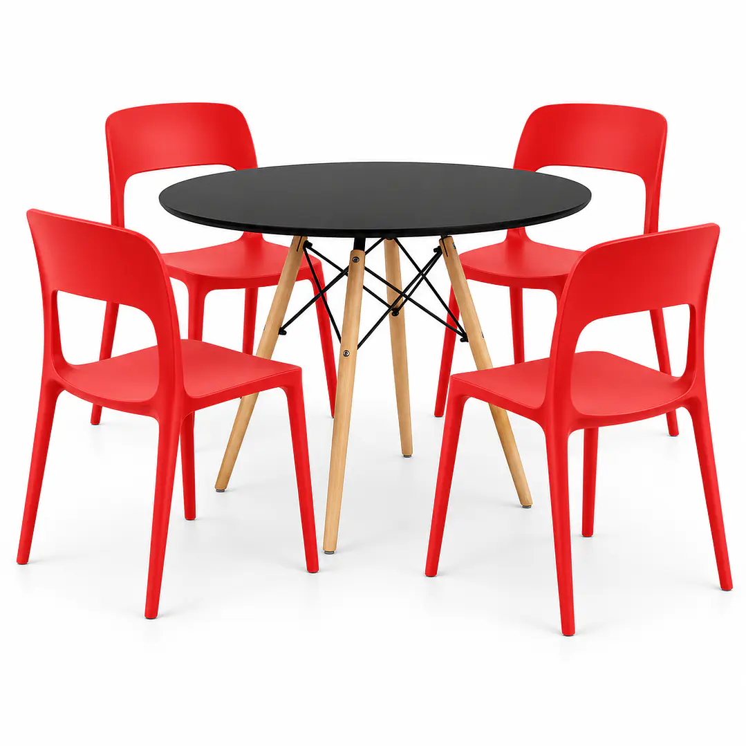 COMEDOR ÑUBLE (MELAMINA REDONDA NEGRA + SILLA KENTUCKY) 3