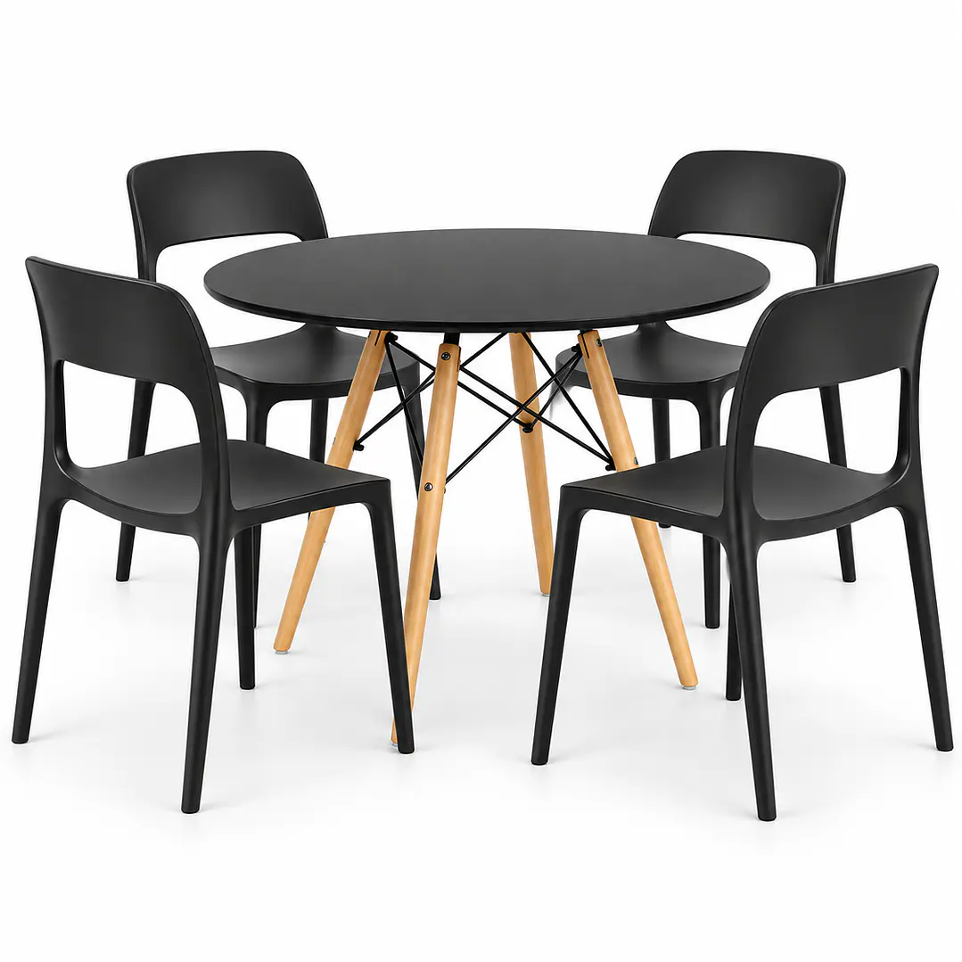 COMEDOR ÑUBLE (MELAMINA REDONDA NEGRA + SILLA KENTUCKY) 4