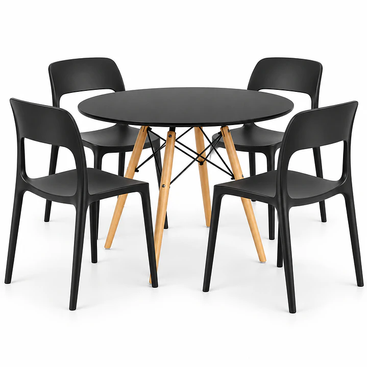COMEDOR ÑUBLE (MELAMINA REDONDA NEGRA + SILLA KENTUCKY) 4