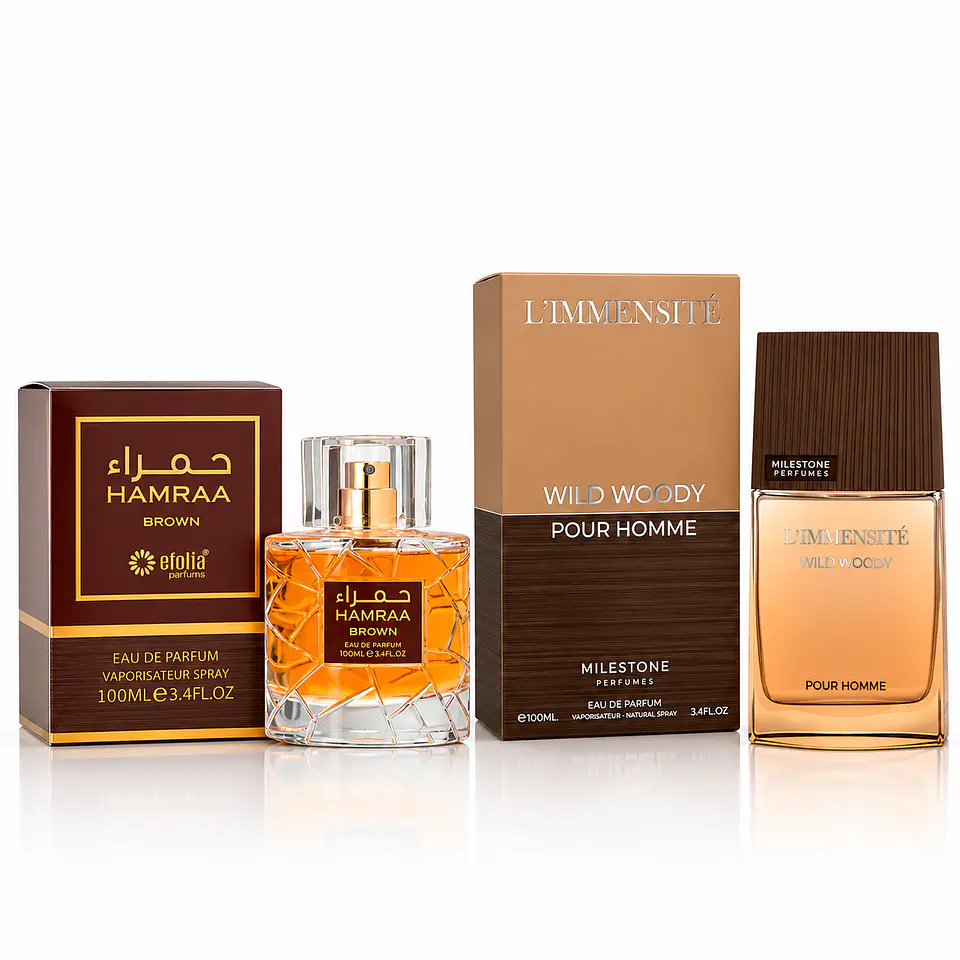 Hamraah Brown 100 ml + L’Immensité Wild Woody 100 ml 1