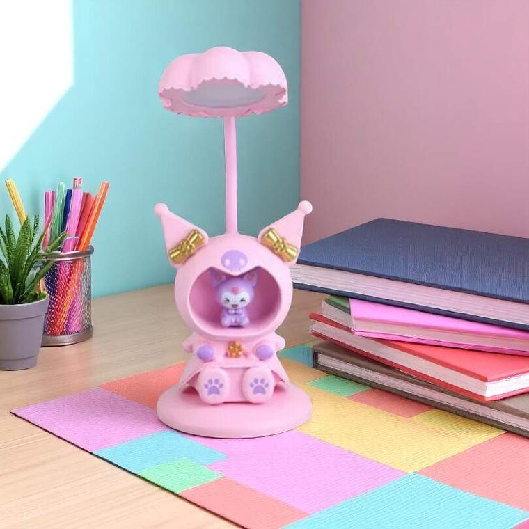 Lampara Led Kuromi Rosada Con Sacapuntas 1