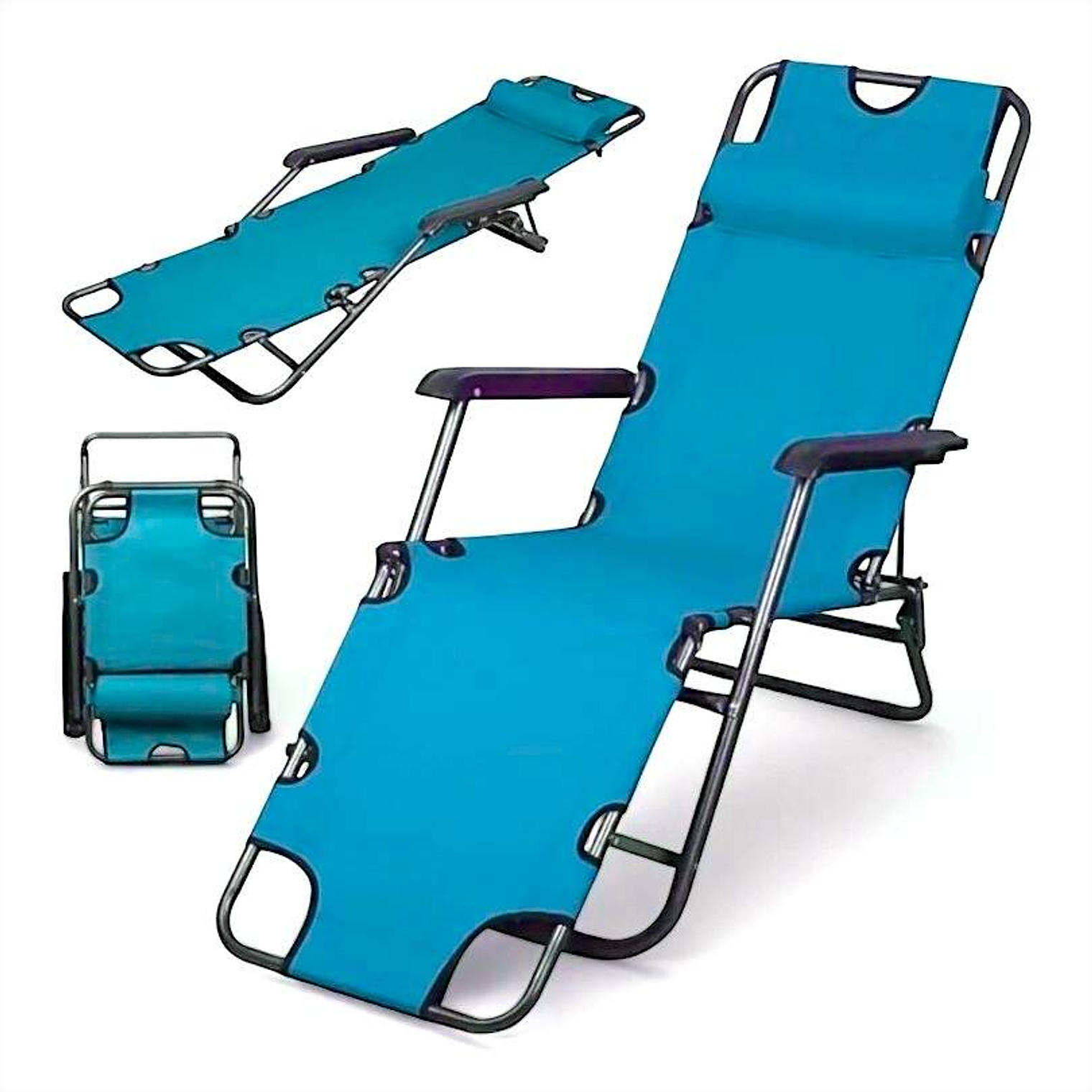 Silla Reposera Celeste 180° Con Cojín 1