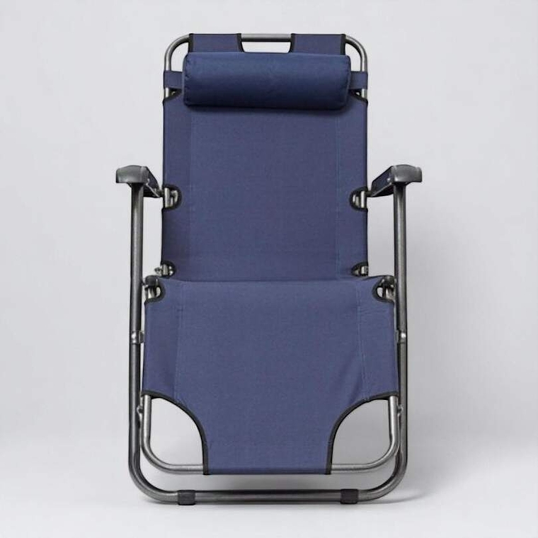 Silla Reposera Azul 180° Con Cojín 1