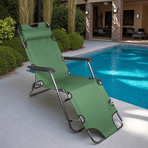 Silla Reposera Verde 180° Con Cojín