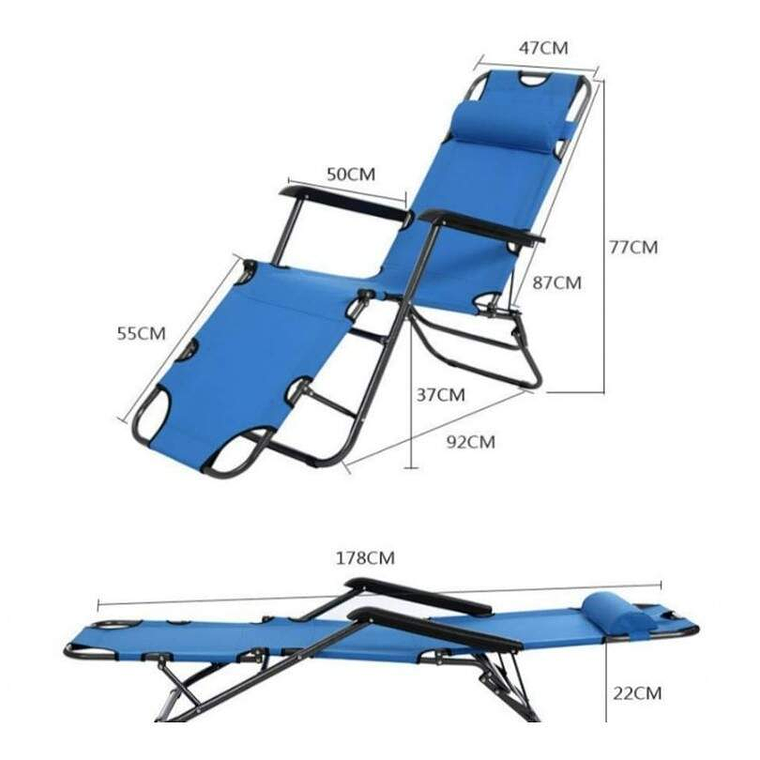 Silla Reposera Celeste 180° Con Cojín 2