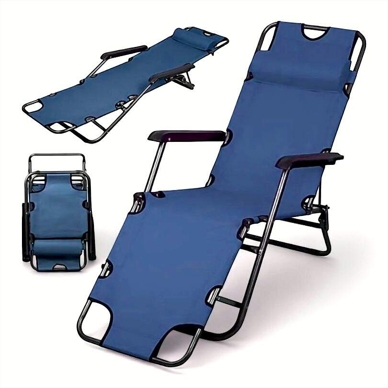 Silla Reposera Celeste 180° Con Cojín 3