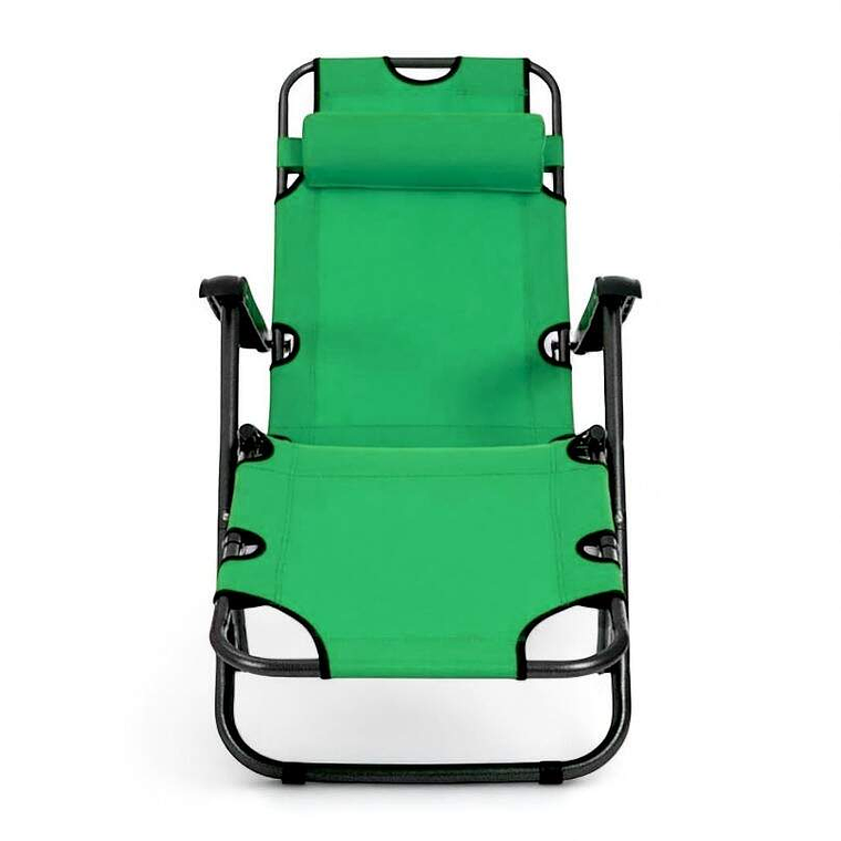 Silla Reposera Verde 180° Con Cojín 3