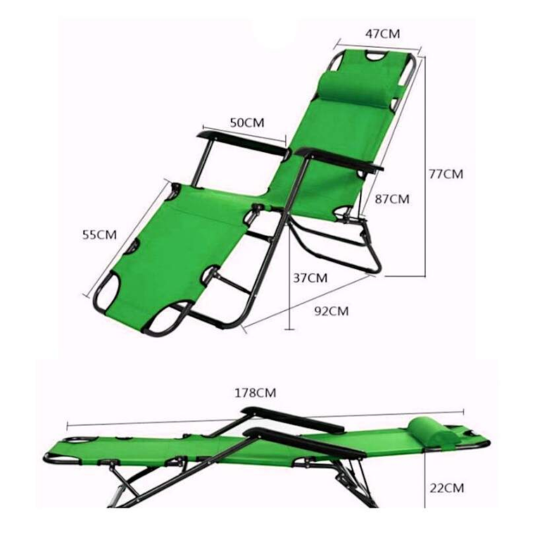 Silla Reposera Verde 180° Con Cojín 4