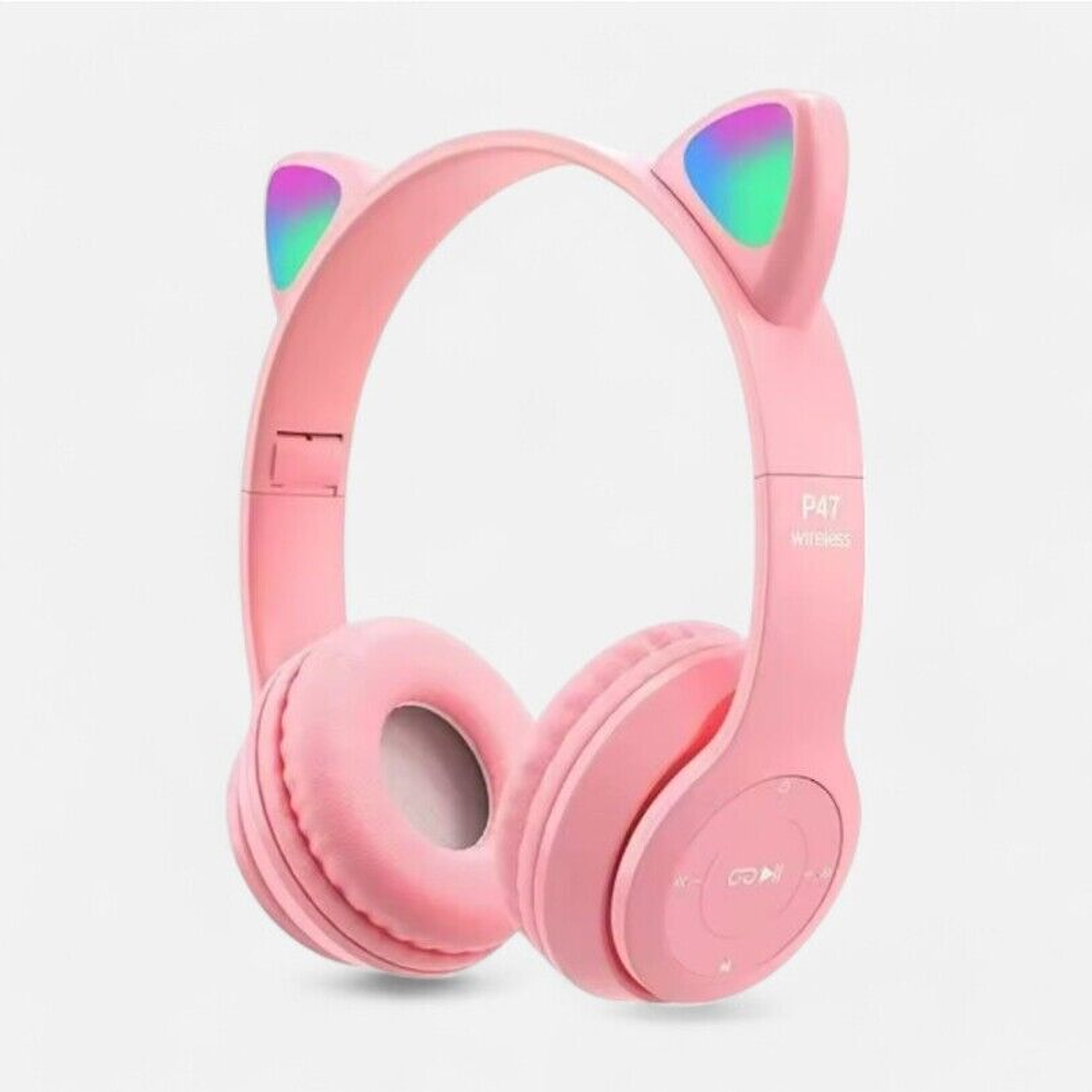 Audifono Bluetooth Orejas De Gato Kawaii Rosados 1