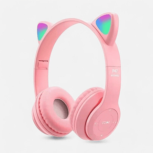 Audifono Bluetooth Orejas De Gato Kawaii Rosados