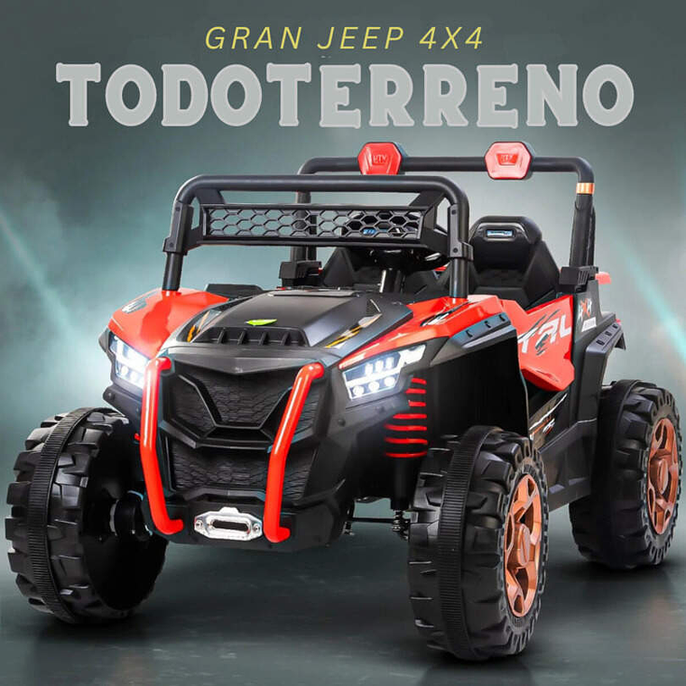 Auto Electrico Gran Jeep Todoterreno 4X4 Rojo 1