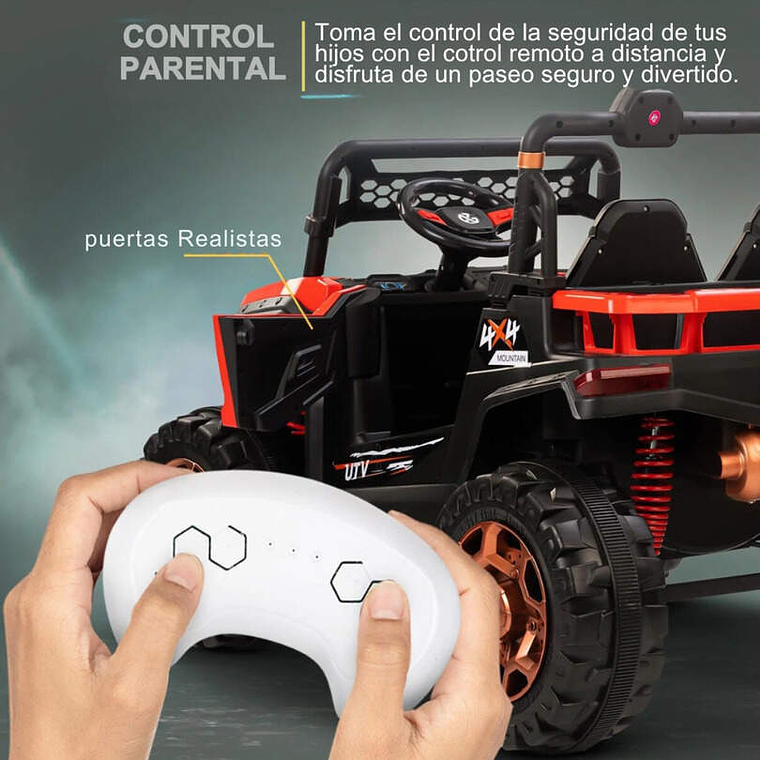 Auto Electrico Gran Jeep Todoterreno 4X4 Rojo 2