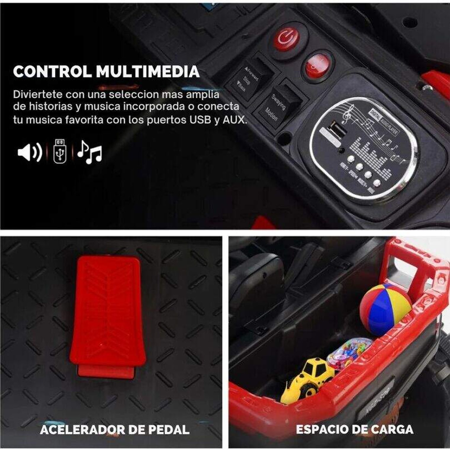 Auto Electrico Gran Jeep Todoterreno 4X4 Rojo 3