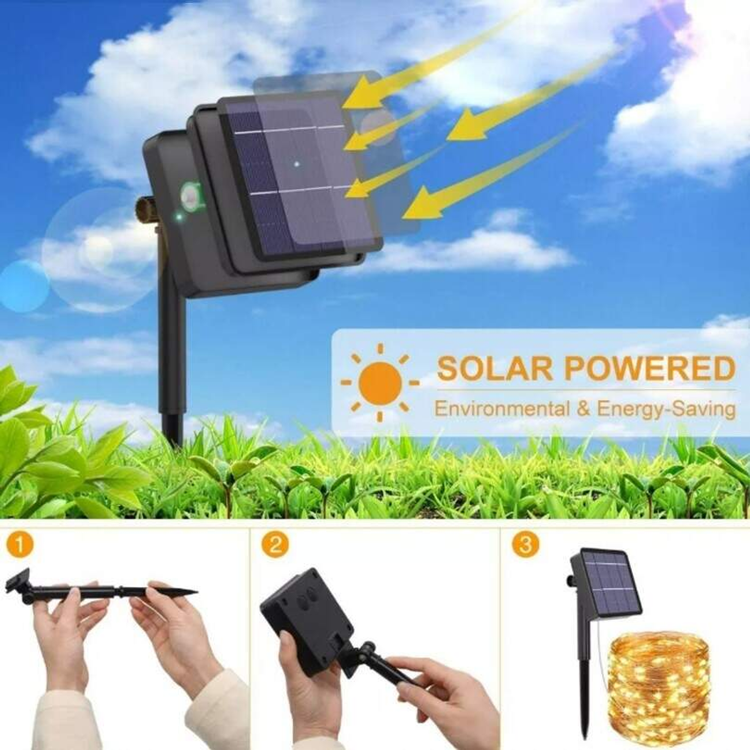 Luz Led Solar Calida De 20 Mt 2