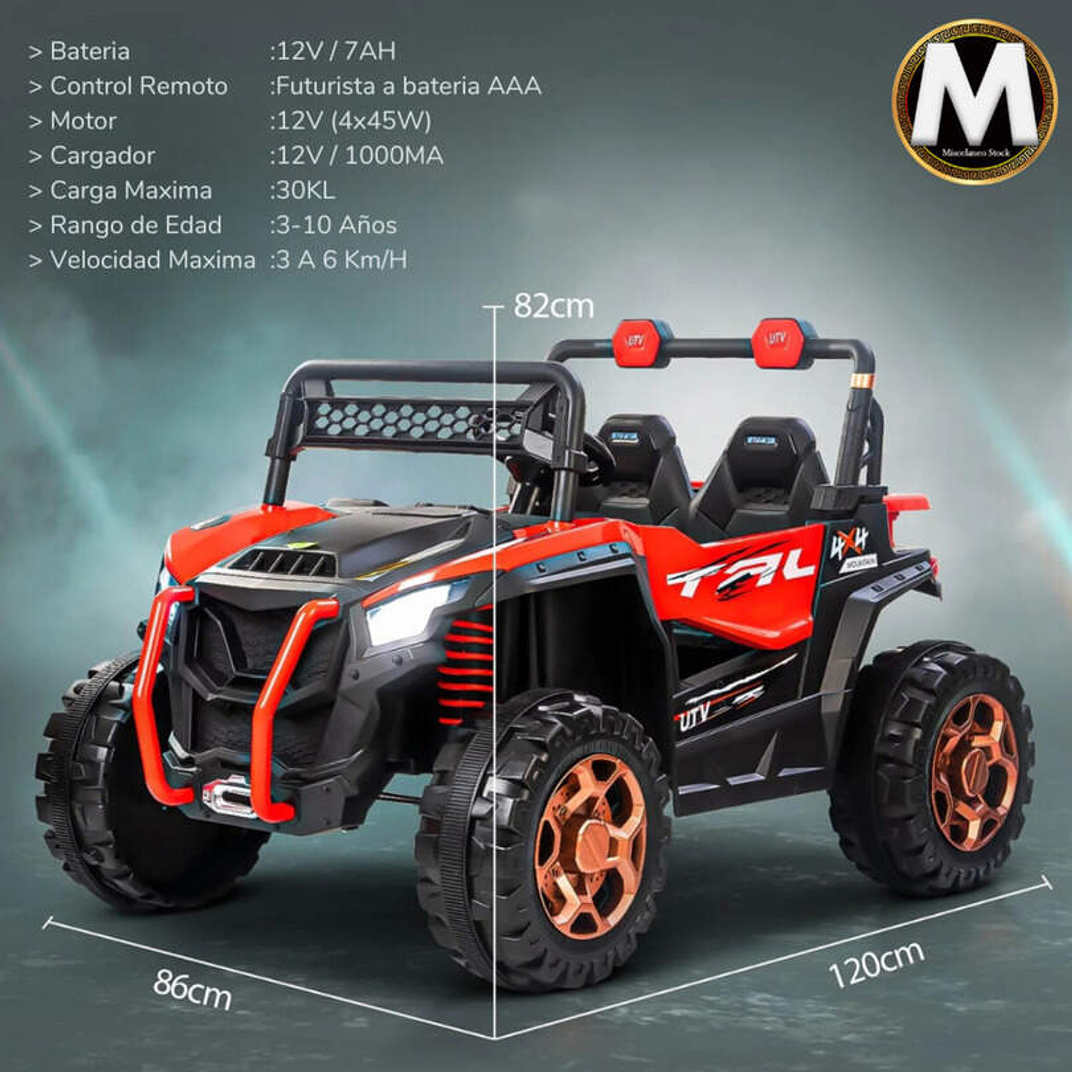 Auto Electrico Gran Jeep Todoterreno 4X4 Rojo 4