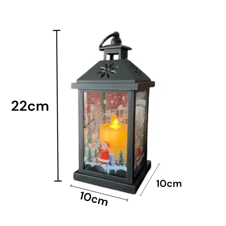 Lampara Negra Tipo Farol Vela Led Navideña 22X10 Cm 3