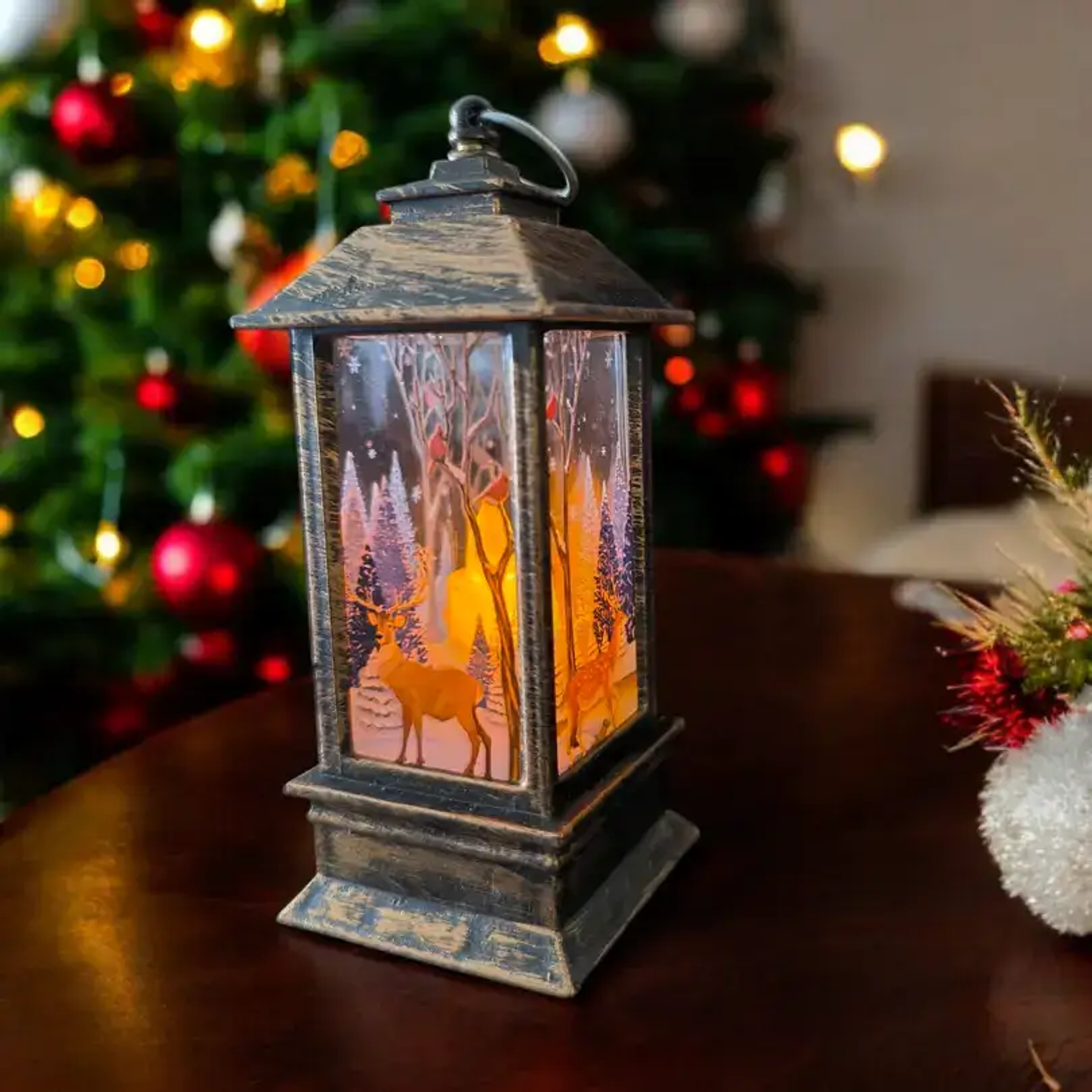 Farolito Vela Led Deco Navidad Café 12x5 Cm 1