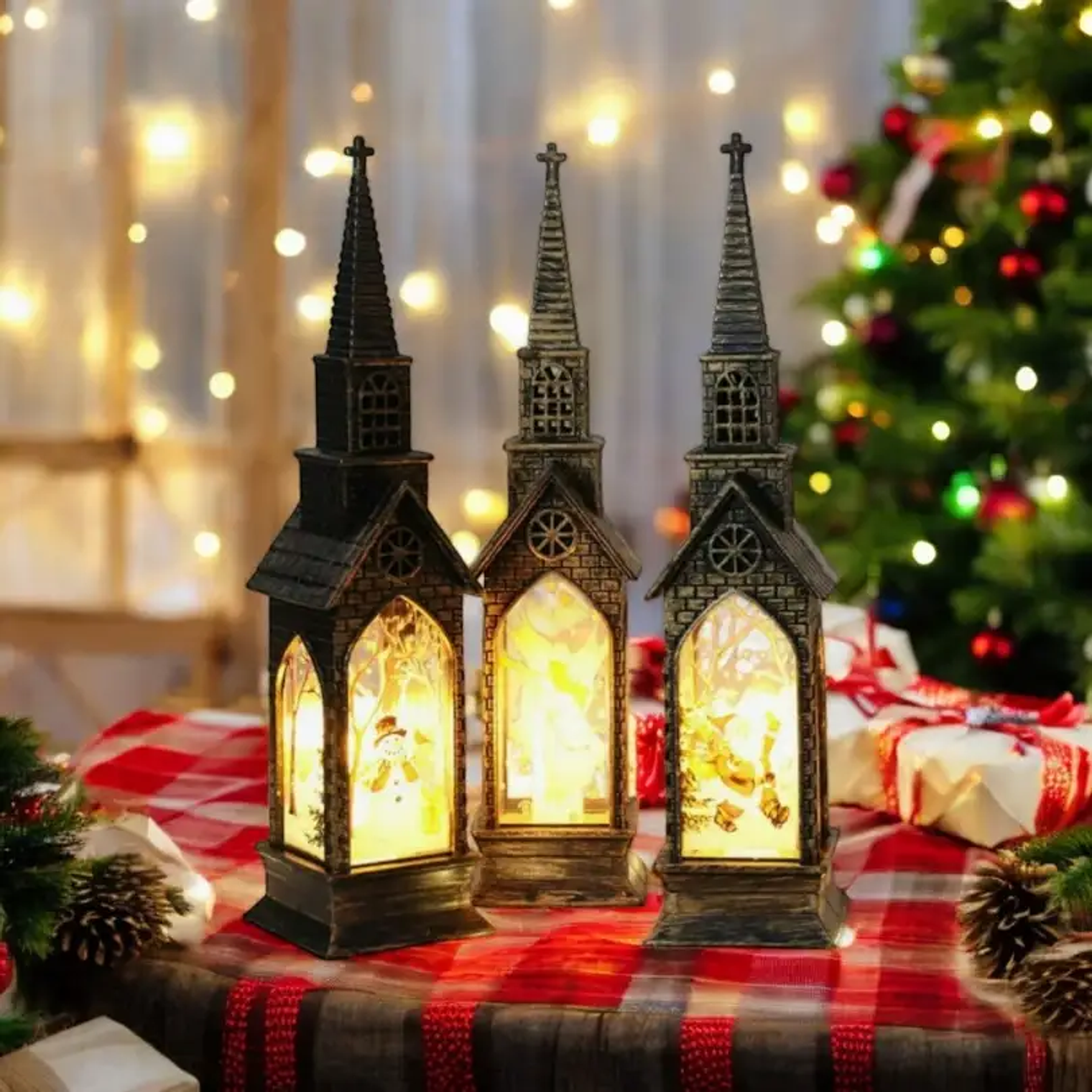 Lampara Led Deco Iglesia Navideña 22x5,5 Cm 2